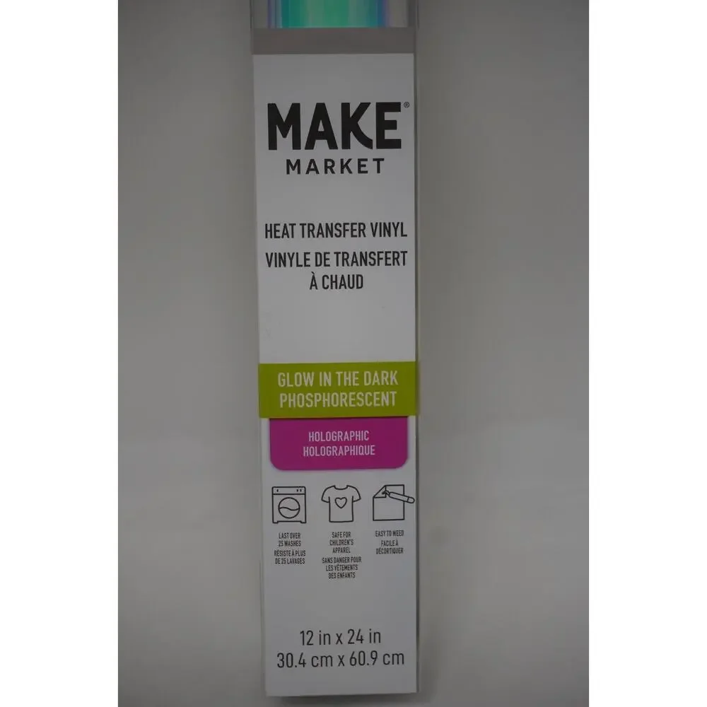 Make Market Heat Transfer Vinyl Phosphorescent Glow InThe Dark Holographic Green